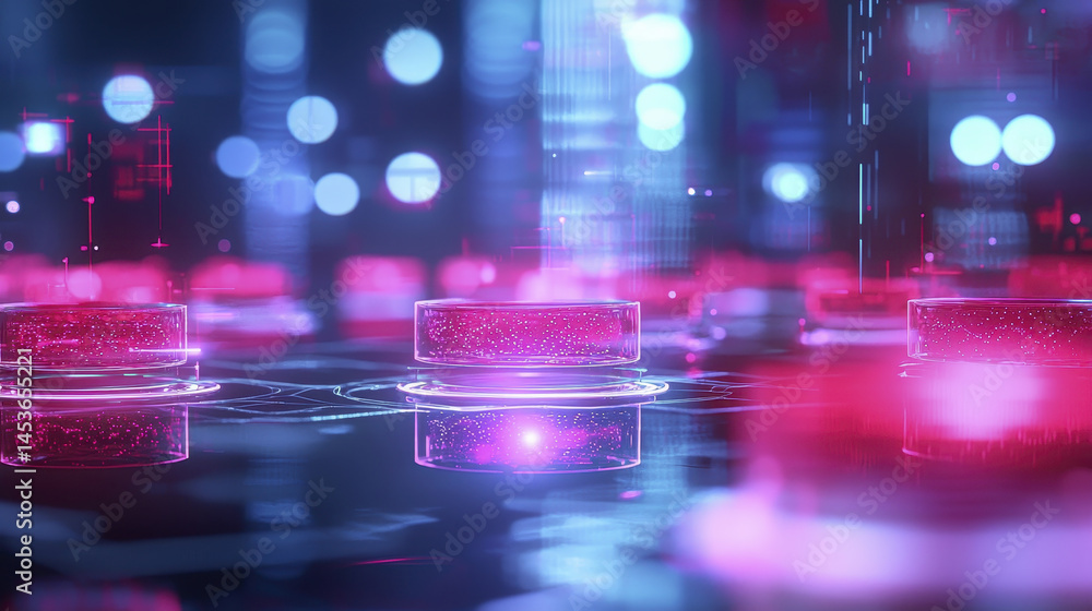 Fototapeta premium Futuristic synthetic biology concept with glowing elements and vibrant colors, showcasing advanced technology and innovation