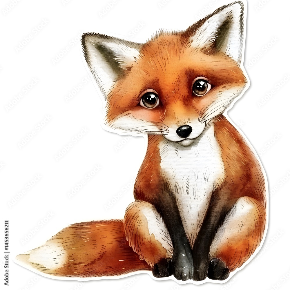 Obraz premium fantasy style cute fox sticker isolated background 