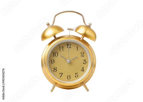 Wallpaper Mural Golden vintage alarm clock with bells, showing time, isolated on transparent background, time, wake up, morning. Torontodigital.ca
