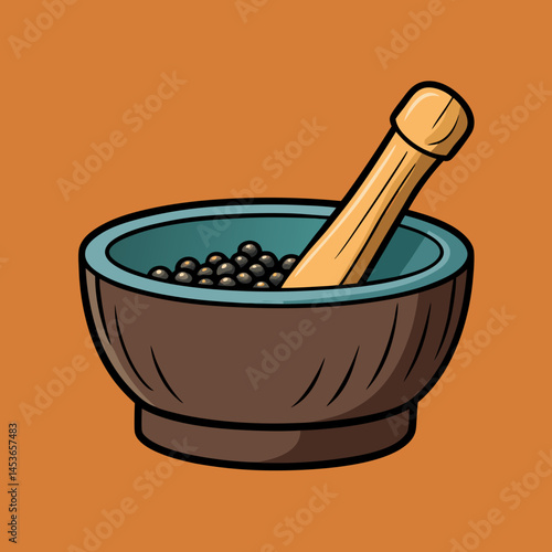 mortar and pestle with spices