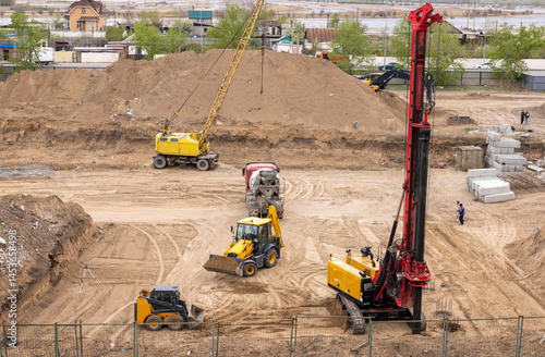 large special equipment at the construction site of a high-rise building

