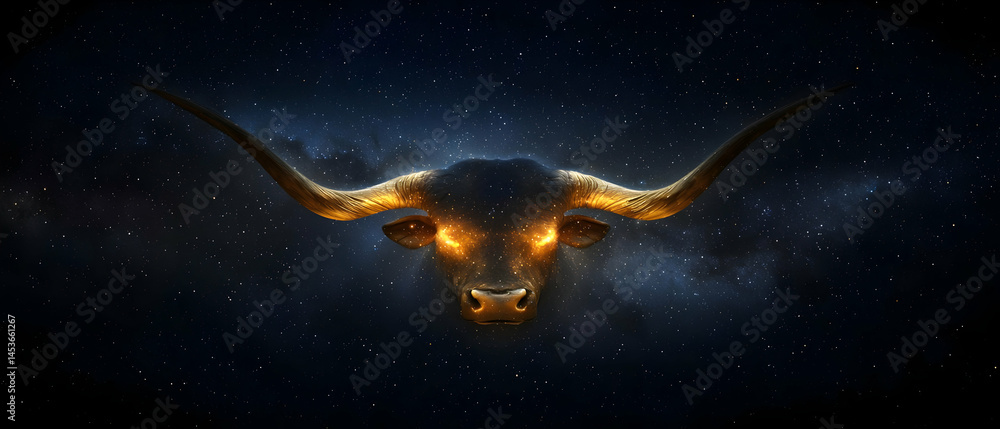 Fototapeta premium Cosmic Bull Head In Dark Space