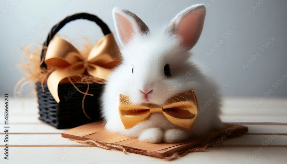 Obraz premium Lapin en tenue de soirée avec nœud papillon