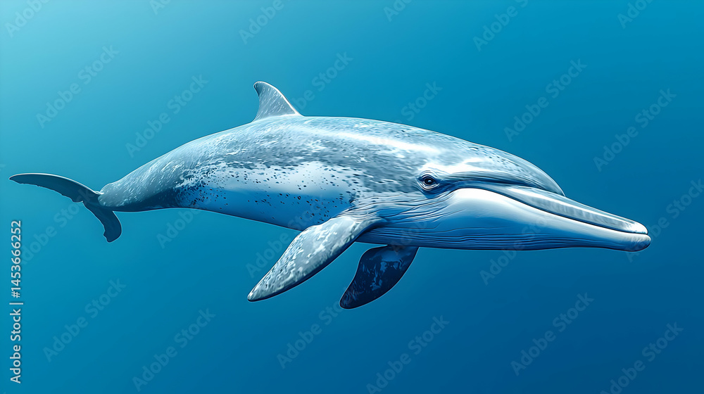 Obraz premium Digital Illustration Of Dolphin Swimming In Blue Ocean Water
