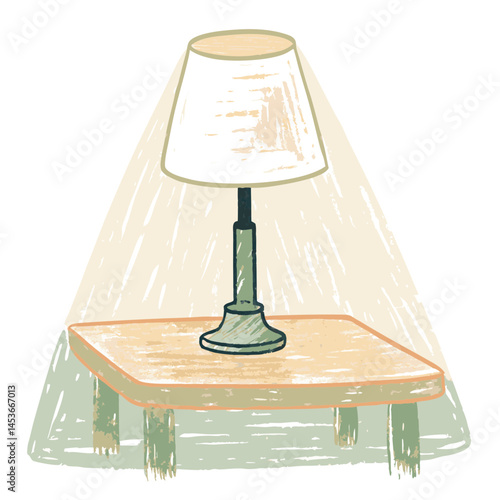 Brightly Lit Table Lamp Casting Warm Light on a Wooden Table, Symbolizing Comfort and Coziness in Home Decor