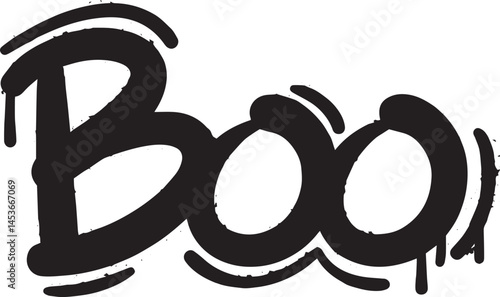 Hand drawn boo text effect front set line art vector