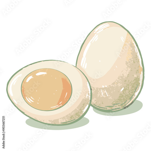 Illustration of Two Eggs on a Plain Background Representing Freshness and Nutrition in Culinary Arts