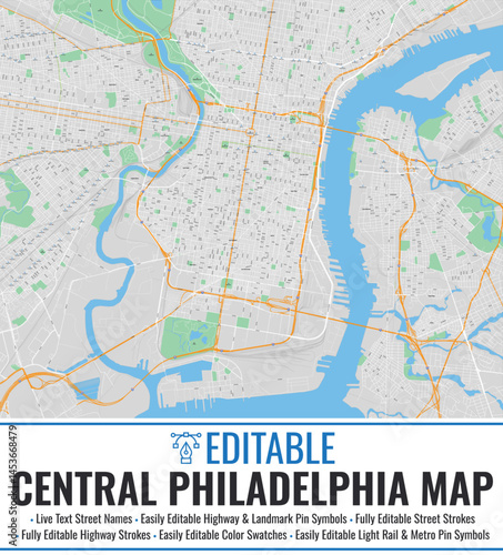 Editable Central Philadelphia Map