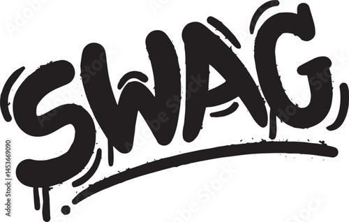Hand drawn swag text effect front set line art vector