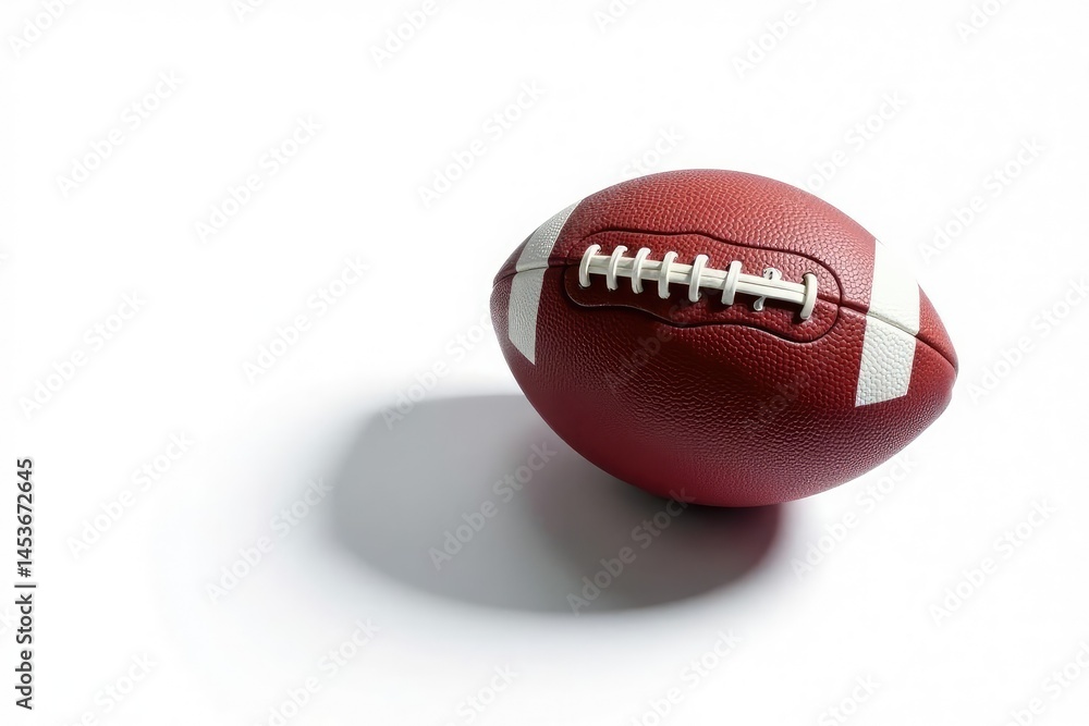 American football with shadow on white background, closeup, loss American football with shadow on white background, closeup, loss