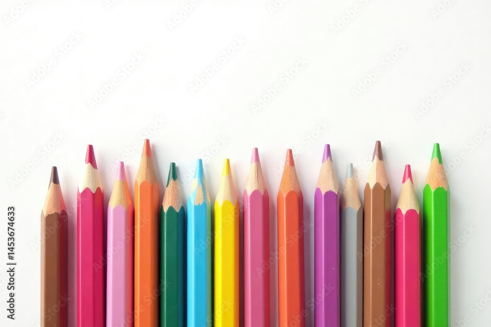 Group of colorful pencils isolated on white backdrop, work, study Group of colorful pencils isolated on white backdrop, work, study