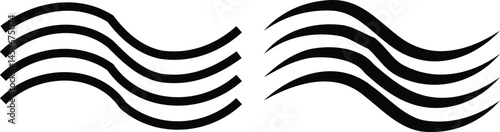 Air , water waves line icon set. Simple wind, breeze, outline signs, weather symbol isolated on transparent backgrounds, vector collection with editable stroke. Various wave art design logo element.