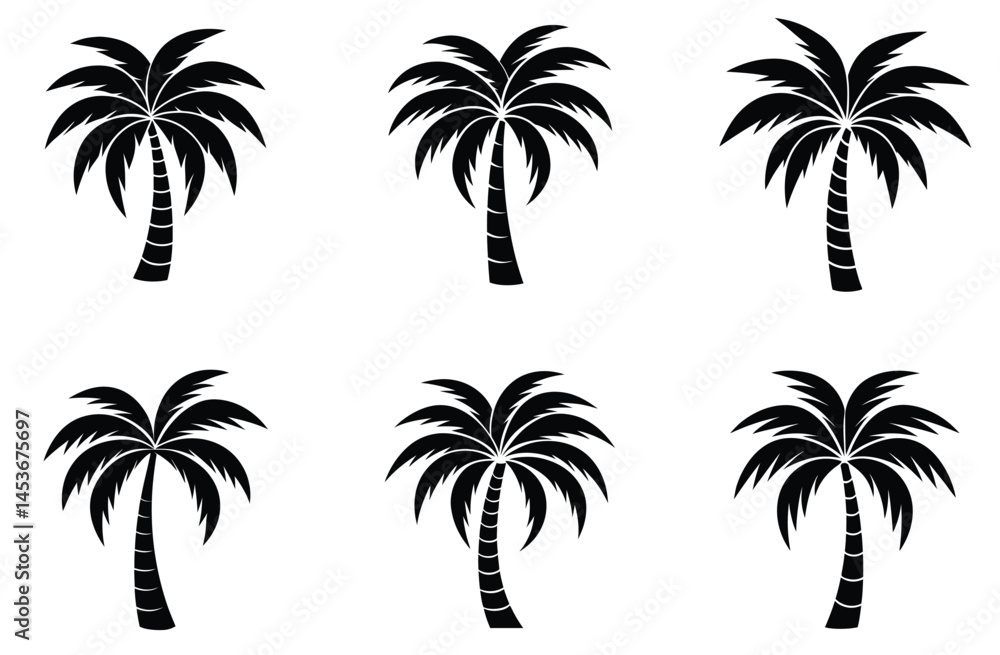 Silhouette of palm tree set vector illustration isolated on white background. Silhouette of palm tree set vector illustration isolated on white background.