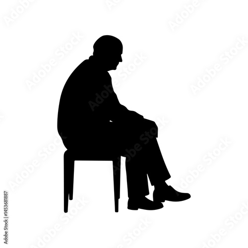 Old man silhouette icon vector flat design.