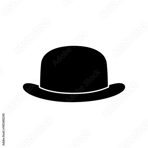 Bowler hat  silhouette icon vector flat design.