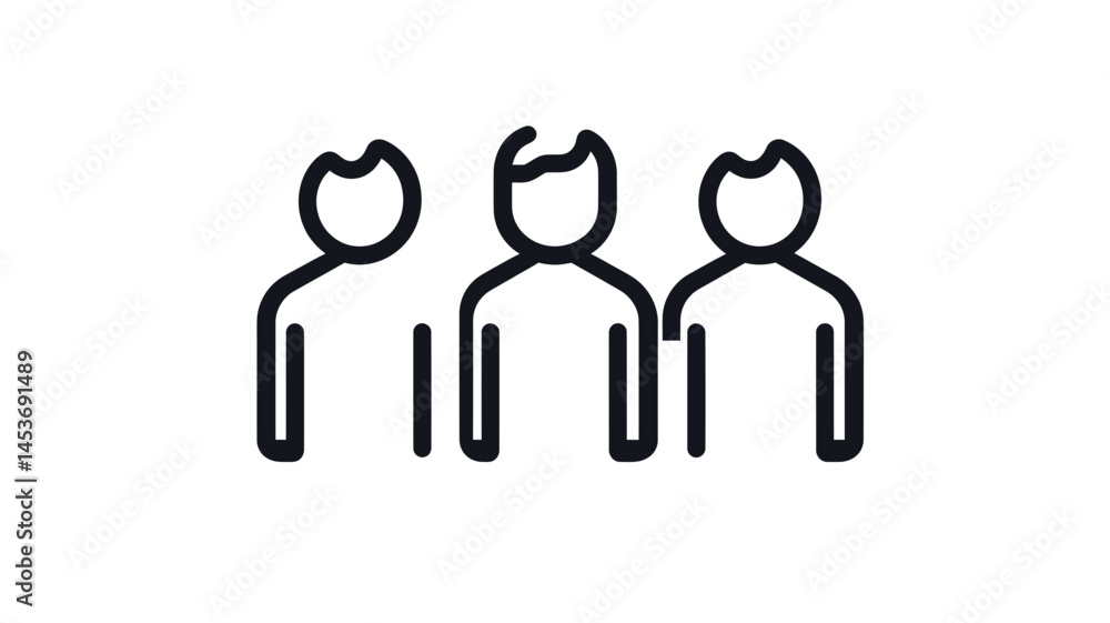 Trendy Thin Line Icon of Teamwork and Collaboration - Group of Three People - Minimalist Vector Illustration for Business and Communication Concepts Trendy Thin Line Icon of Teamwork and Collaboration - Group of Three People - Minimalist Vector Illustration for Business and Communication Concepts