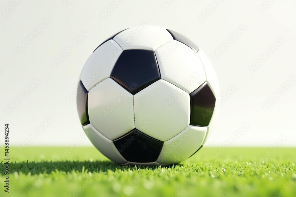 Fototapeta premium New, pristine white football against pure white backdrop, equipment, sport