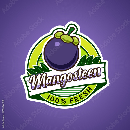 Logo label for Mangosteen fruit with added text