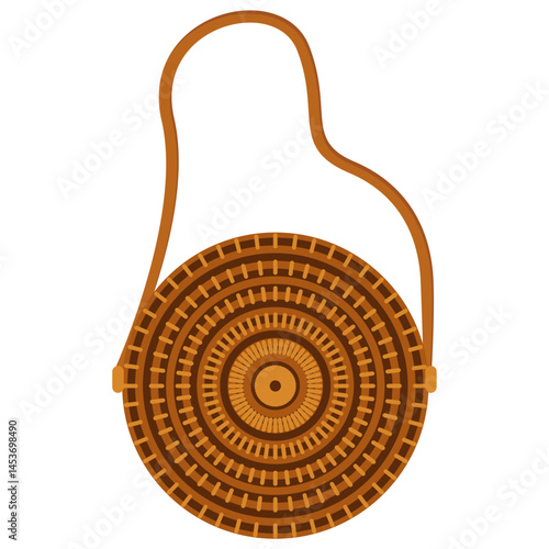 Handcrafted Circular Rattan Sling Bag