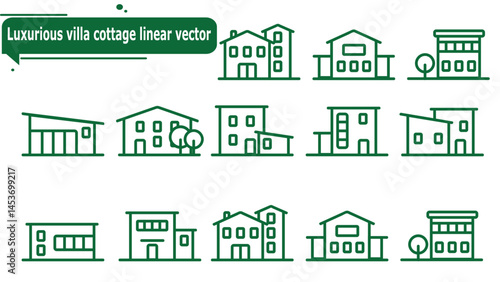 Luxurious villa cottage linear vector