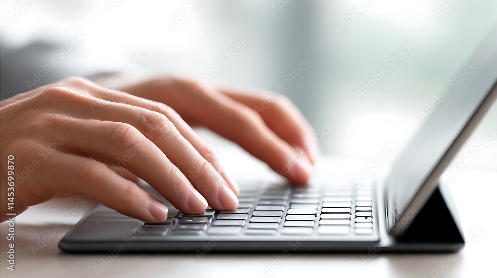 Hands Typing on a Minimalist Keyboard Hands Typing on a Minimalist Keyboard