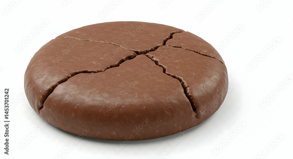 Brown Round Chocolate with Cracks Showing a Rich Cocoa Texture Brown Round Chocolate with Cracks Showing a Rich Cocoa Texture