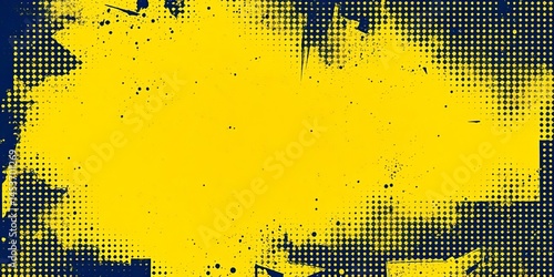 Abstract grunge halftone background with yellow and dark blue gradient dot pattern , style, abstract