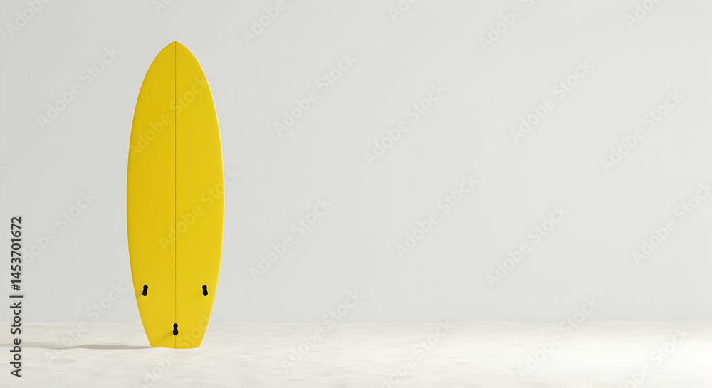 Bright Yellow Surfboard on Simple Background for Summer Vibes