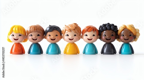 Fun 3D illustration of support team characters with headsets showing various emotions for customer service visual
