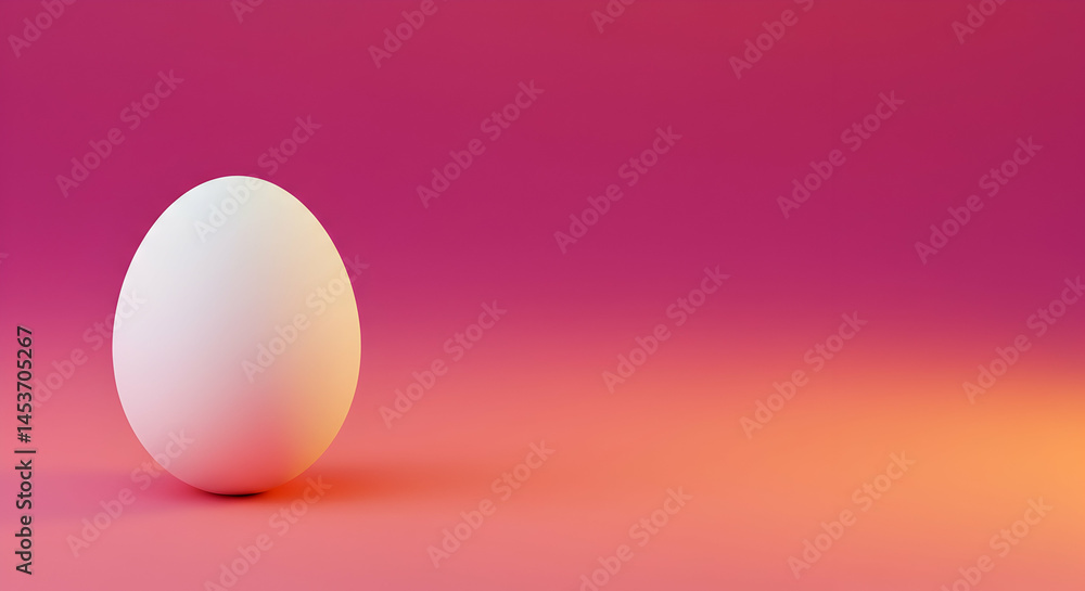 Simple White Egg on Vibrant Pink Gradient Background for Design Simple White Egg on Vibrant Pink Gradient Background for Design