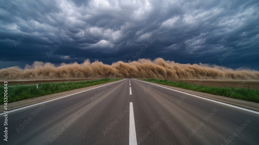 Racing under tempestuous skies, an asphalt ribbon meets desert tempest, echoing Chaoshan's Storm Festival and Australia's Dust Day Racing under tempestuous skies, an asphalt ribbon meets desert tempest, echoing Chaoshan's Storm Festival and Australia's Dust Day