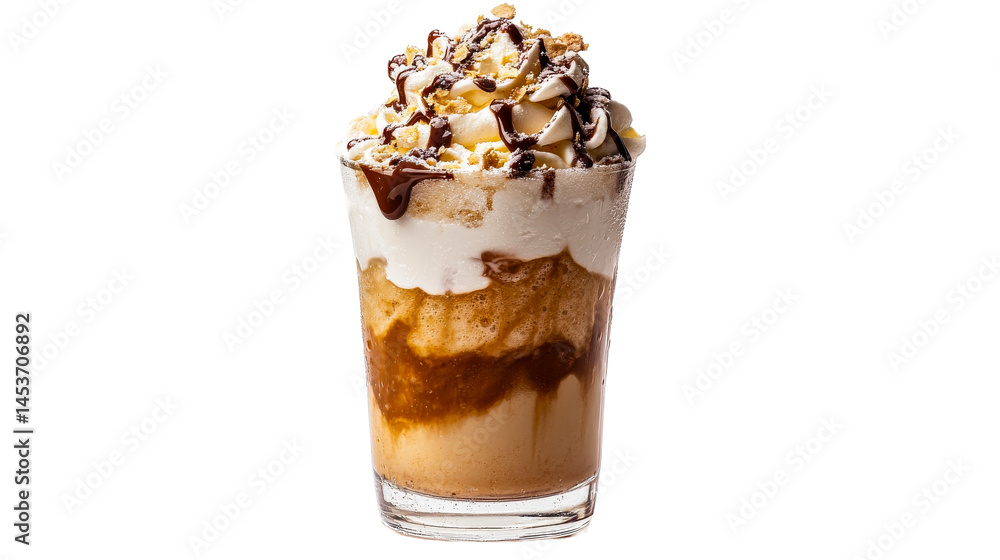 Iced blended beverage with whipped cream and chocolate sauce, cut out transparent Iced blended beverage with whipped cream and chocolate sauce, cut out transparent
