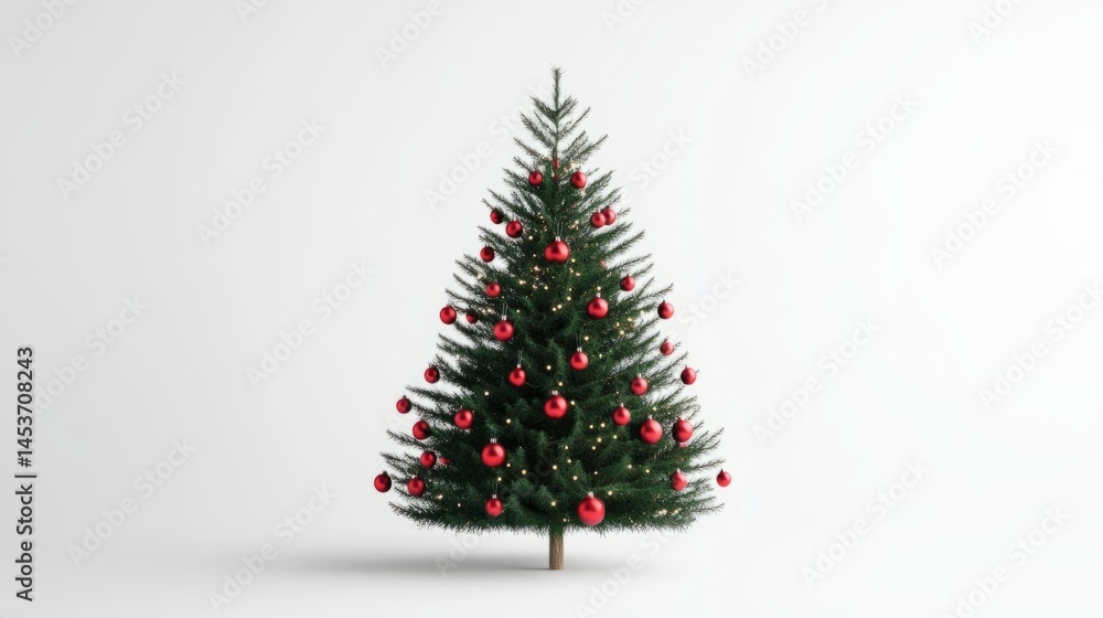 Festive evergreen adorned with vibrant baubles, capturing Yuletide nostalgia and Solstice magic in minimalist seasonal splendor Festive evergreen adorned with vibrant baubles, capturing Yuletide nostalgia and Solstice magic in minimalist seasonal splendor