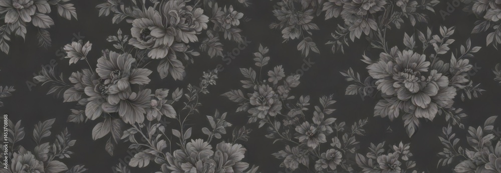 Subtle charcoal floral wallpaper, small-scale repeat pattern, modern, subtle, repeating Subtle charcoal floral wallpaper, small-scale repeat pattern, modern, subtle, repeating