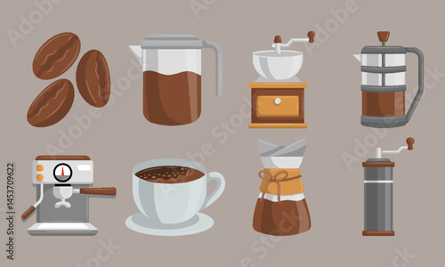 Coffee and brew collection set illustration