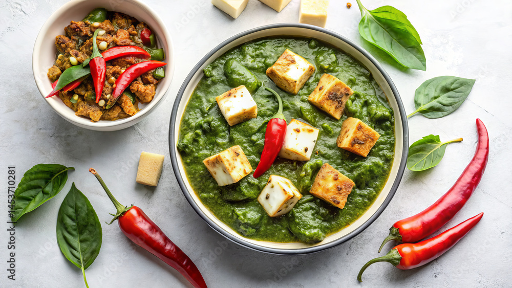 Palak Paneer is an authentic Indian dish in a spicy spinach sauce Palak Paneer is an authentic Indian dish in a spicy spinach sauce