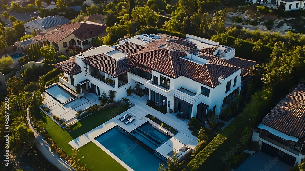 Fototapeta premium AI powered smart homes multiplying in modern suburbs