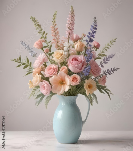 Wallpaper Mural Soft pastel watercolor bouquet in a simple vase  ,  floral design,  watercolor art,  romantic Torontodigital.ca