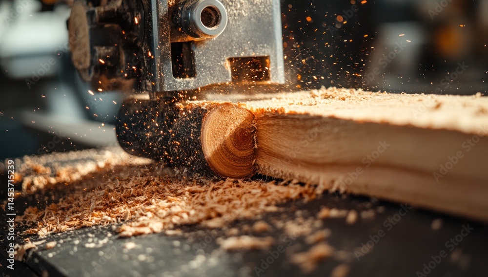 Woodworking Craft: Precision Cutting of Timber with Industrial Saw Woodworking Craft: Precision Cutting of Timber with Industrial Saw