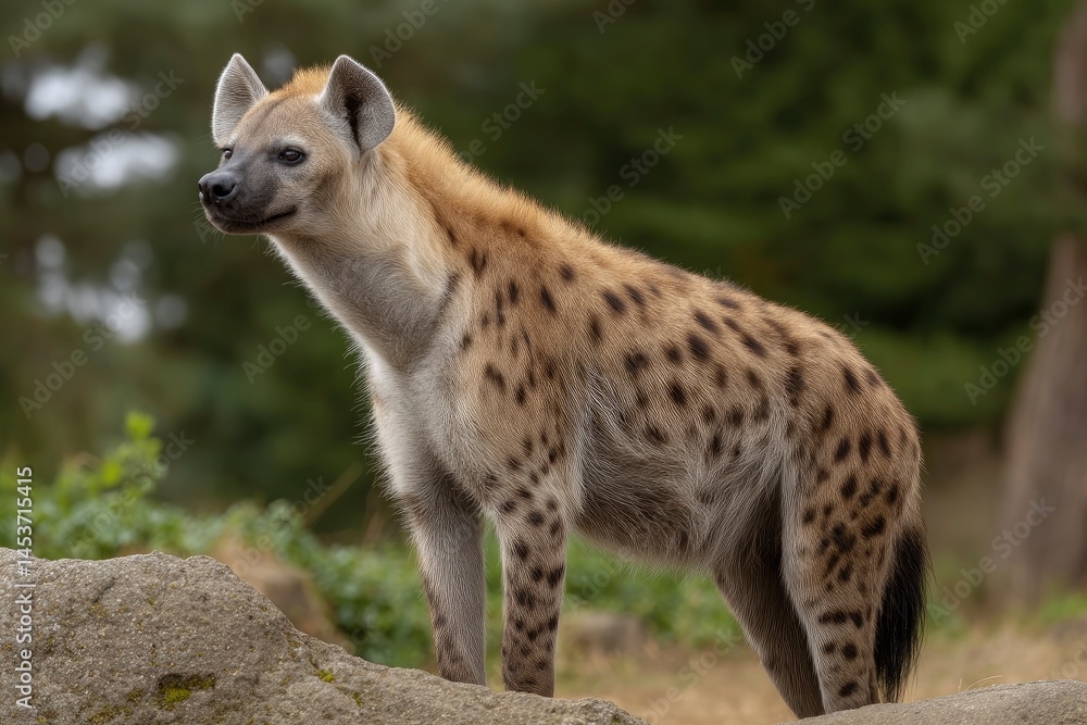 Hyena Standing on Rock Outdoor Hyena Standing on Rock Outdoor