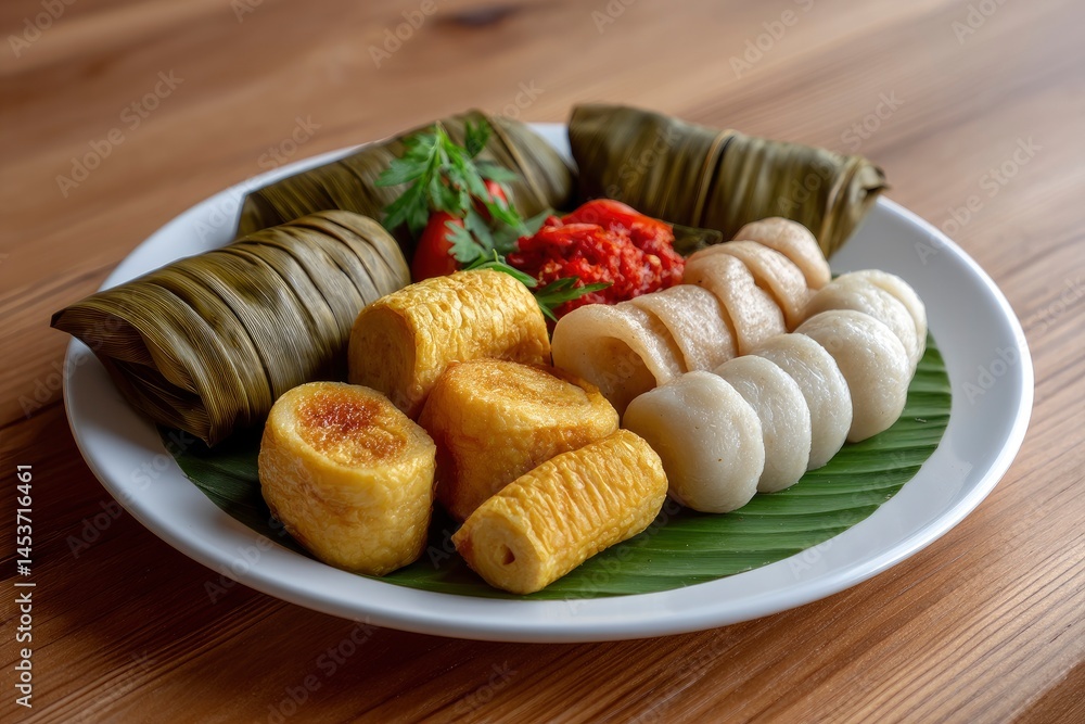 Pempek Dish with Tofu and Spicy Sambal Pempek Dish with Tofu and Spicy Sambal