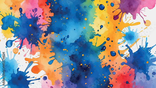 Bold watercolor splash background. Primary color abstract brushwork for energetic visuals.