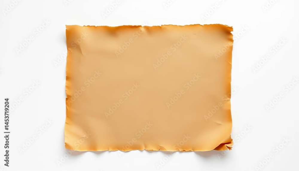 Obraz premium Aged parchment paper, textured edges, isolated on white, white, grungy