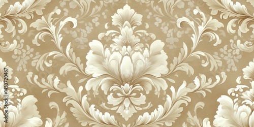 Wallpaper Mural Ornate, decorative design pattern in beige and cream. Torontodigital.ca