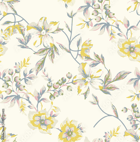 abstract, vector, monochrome, big flowers, all over textiles design, illustration digital image can be used for wrapping paper