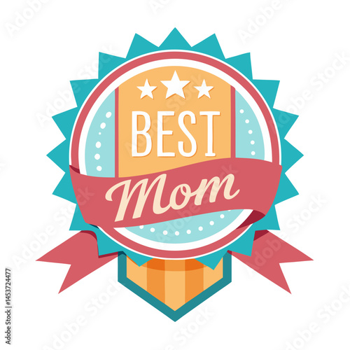 Best Mom Badge in Colorful Flat Design  