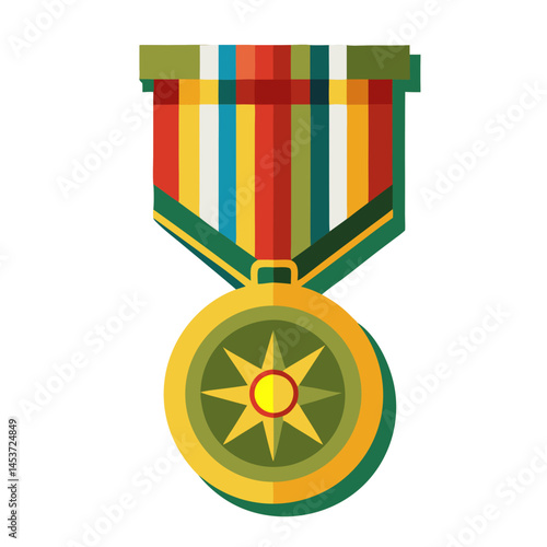 Military medal with colorful ribbon design  