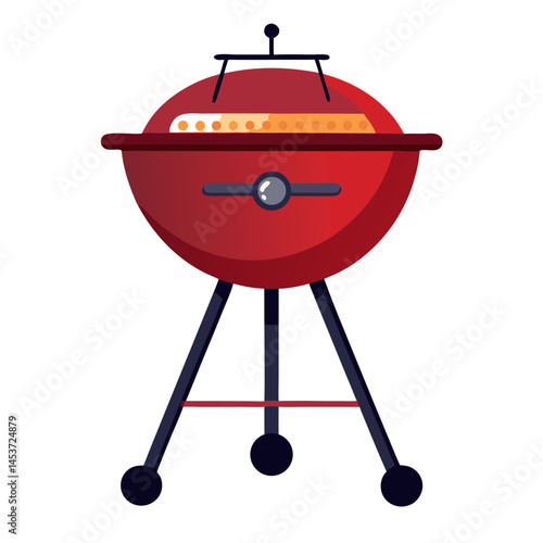 Red BBQ Grill Icon for Summer Cookouts  