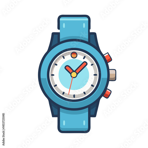 Stylish Blue Watch Design on White Background  