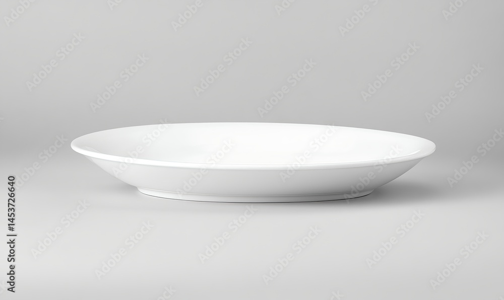 A white plate on a gray background A white plate on a gray background